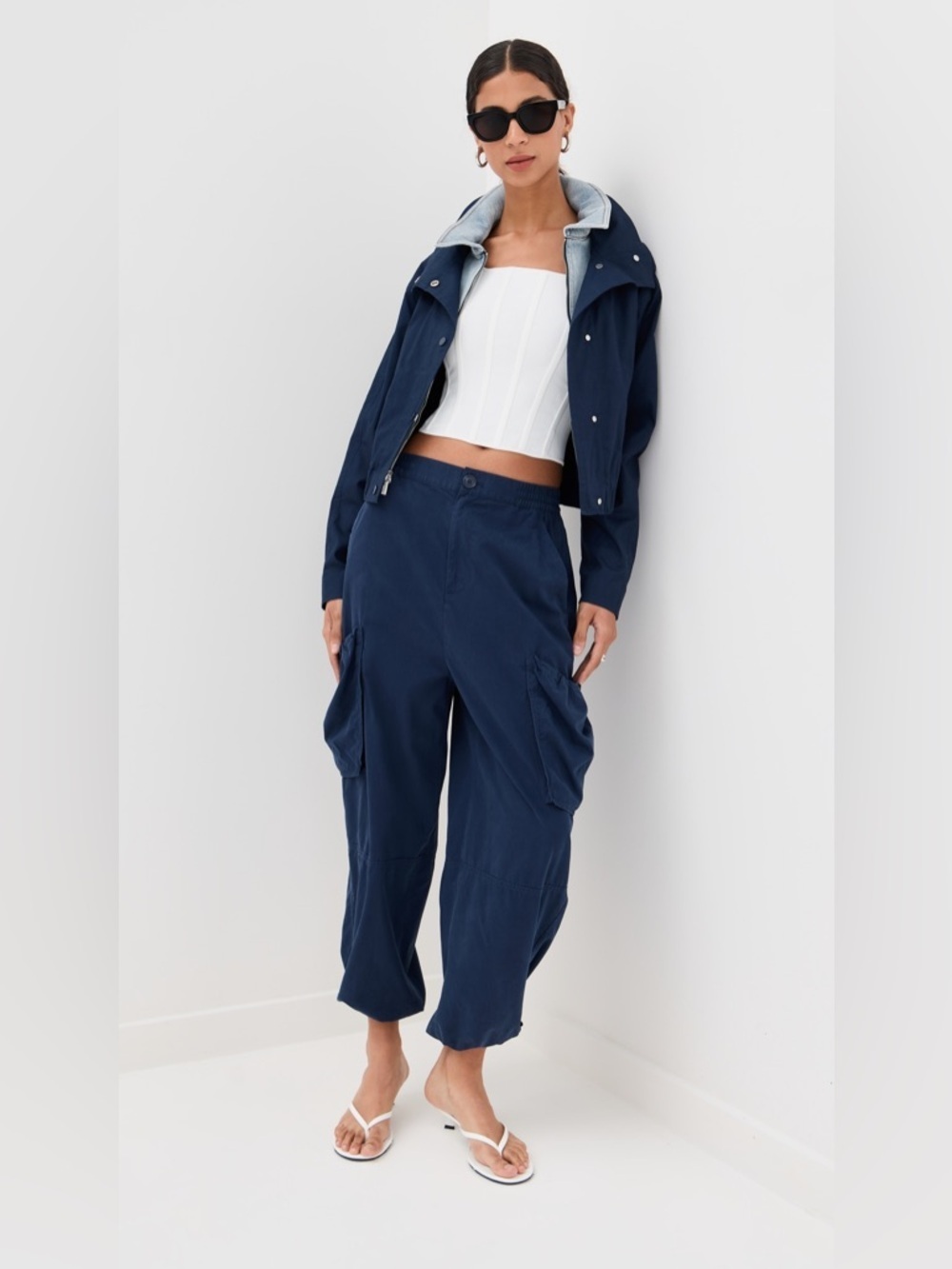 Jonathan SIMKHAI Easton Blue Cargo Pull On Pants size S NWT chic relaxed NWT 90s